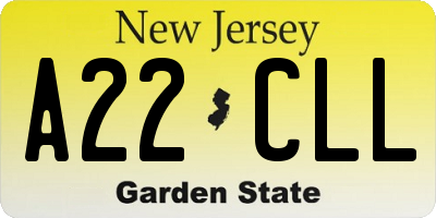 NJ license plate A22CLL