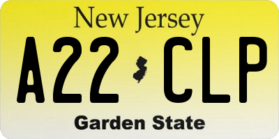 NJ license plate A22CLP