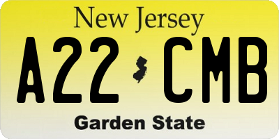 NJ license plate A22CMB
