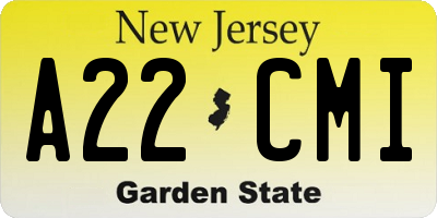 NJ license plate A22CMI