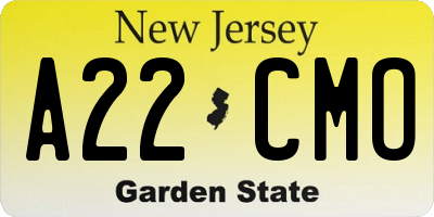 NJ license plate A22CMO