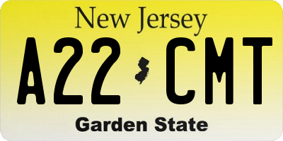 NJ license plate A22CMT