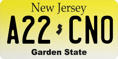 NJ license plate A22CNO