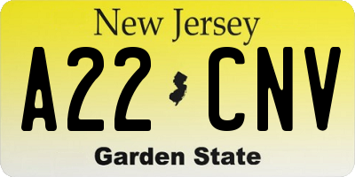 NJ license plate A22CNV