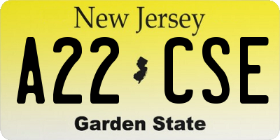 NJ license plate A22CSE