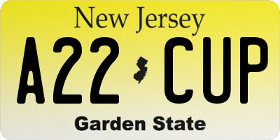 NJ license plate A22CUP