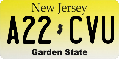 NJ license plate A22CVU
