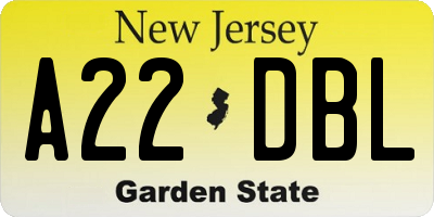 NJ license plate A22DBL