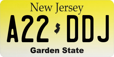 NJ license plate A22DDJ