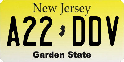NJ license plate A22DDV