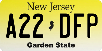 NJ license plate A22DFP