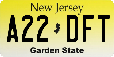 NJ license plate A22DFT