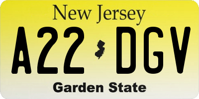 NJ license plate A22DGV