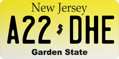 NJ license plate A22DHE