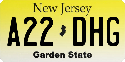 NJ license plate A22DHG