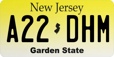 NJ license plate A22DHM