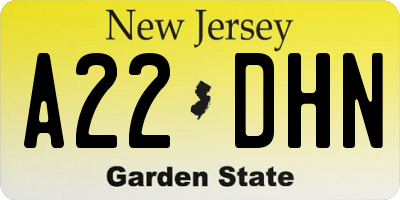 NJ license plate A22DHN