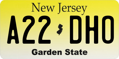 NJ license plate A22DHO