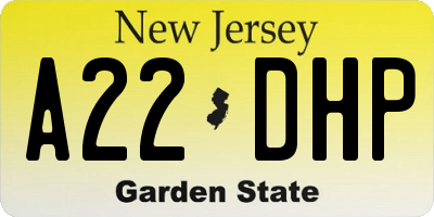 NJ license plate A22DHP
