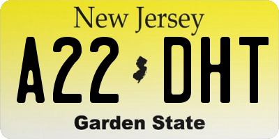 NJ license plate A22DHT