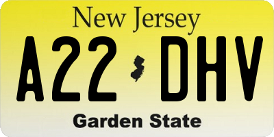 NJ license plate A22DHV