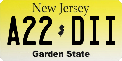 NJ license plate A22DII