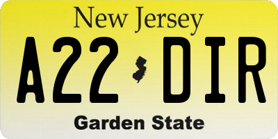 NJ license plate A22DIR
