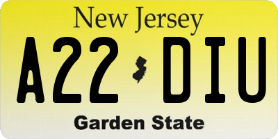 NJ license plate A22DIU