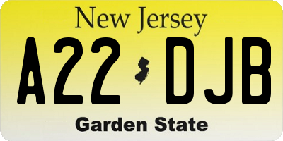 NJ license plate A22DJB