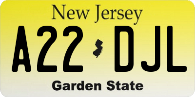 NJ license plate A22DJL