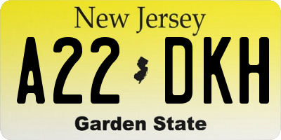 NJ license plate A22DKH