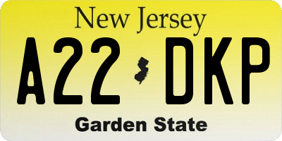 NJ license plate A22DKP