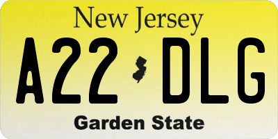 NJ license plate A22DLG