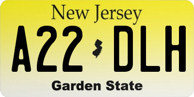 NJ license plate A22DLH