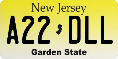 NJ license plate A22DLL