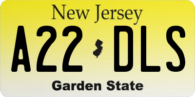 NJ license plate A22DLS