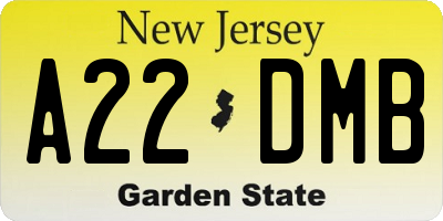NJ license plate A22DMB
