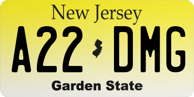 NJ license plate A22DMG
