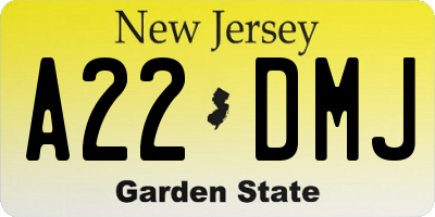 NJ license plate A22DMJ