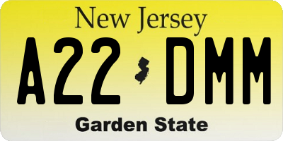 NJ license plate A22DMM