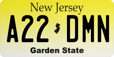 NJ license plate A22DMN