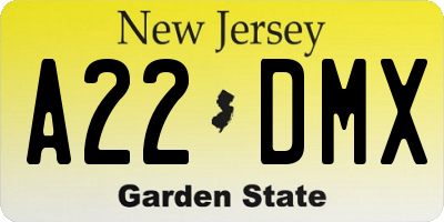 NJ license plate A22DMX