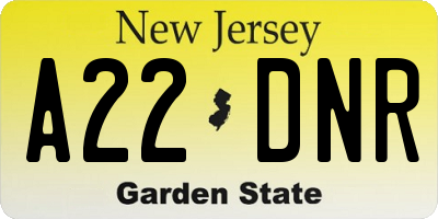 NJ license plate A22DNR