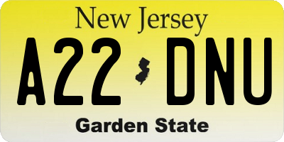 NJ license plate A22DNU