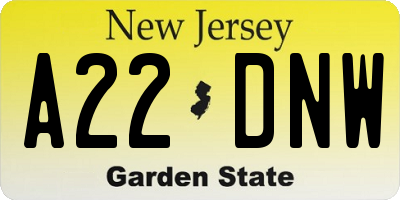 NJ license plate A22DNW