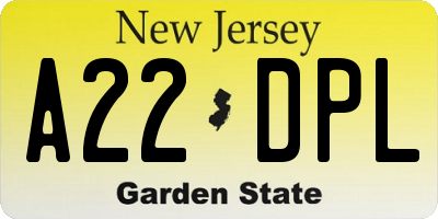 NJ license plate A22DPL