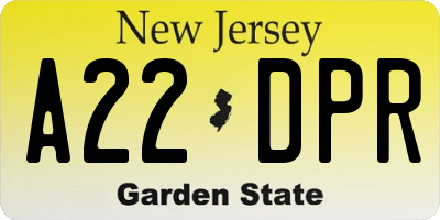 NJ license plate A22DPR