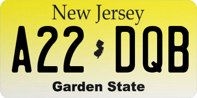 NJ license plate A22DQB