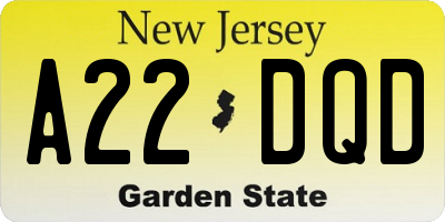 NJ license plate A22DQD