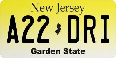 NJ license plate A22DRI